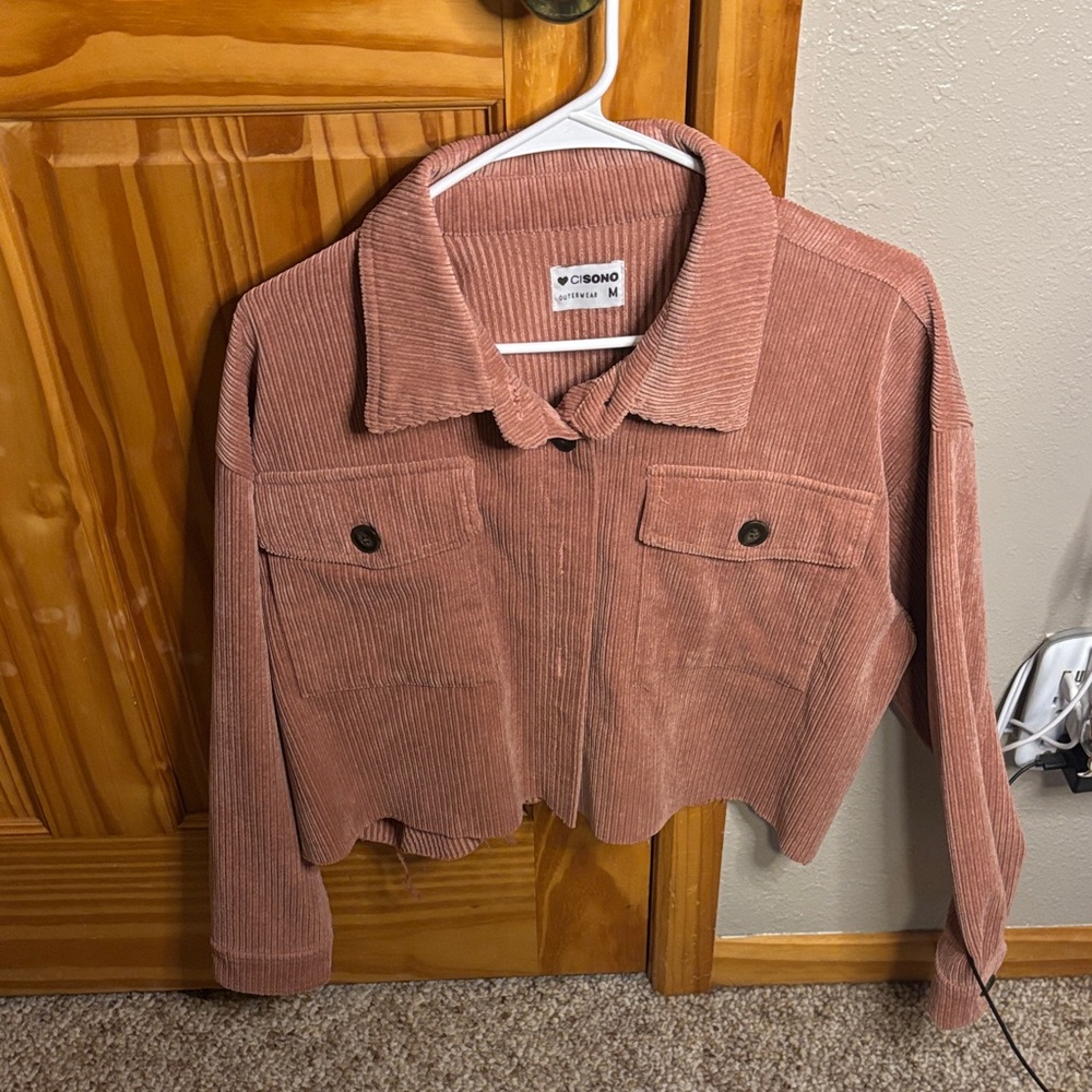 Chic Women's Dusty Pink Corduroy Utility Jacket